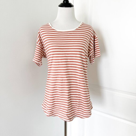 Madewell Tops - Madewell Mauve and White Striped Tshirt